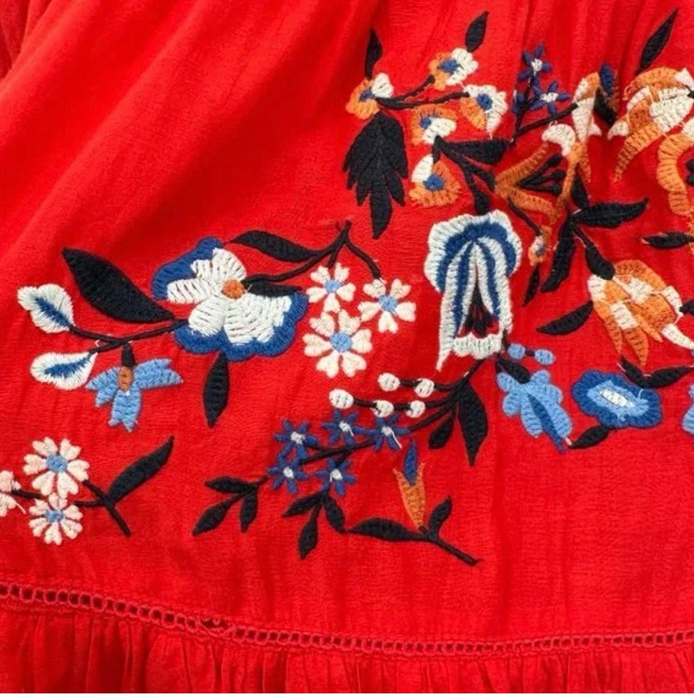 👗 Free people Sunbeams Off-The-Shoulder Boho Mini Dress Red Size XS 👗 - Picture 7 of 10